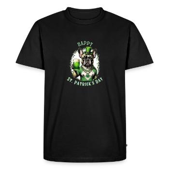 Bouledogue français de la Saint-Patrick I St. Paddy’s - T-shirt Premium bio Homme - noir - Devant - Nico (187cm)