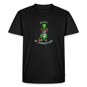 Boxer chien Saint-Patrick je chapeau vert irlandais St - T-shirt Premium bio Homme - noir - Devant - Nico (187cm)
