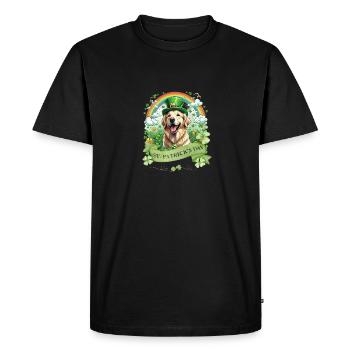 Chapeau vert et trèfle I Or de la Saint-Patrick - T-shirt Premium bio Homme - noir - Devant - Nico (187cm)
