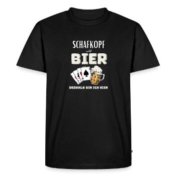 Schafkopf und Bier - Männer Premium Bio T-Shirt - Schwarz - Vorne - Nico (187cm)