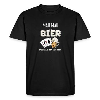 Mau Mau et la bière - T-shirt Premium bio Homme - noir - Devant - Nico (187cm)