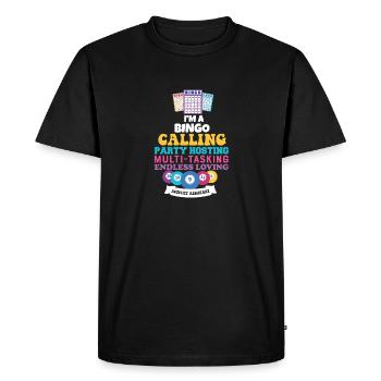 Fier de l’appréciation de l’assistant d’activité - T-shirt Premium bio Homme - noir - Devant - Nico (187cm)