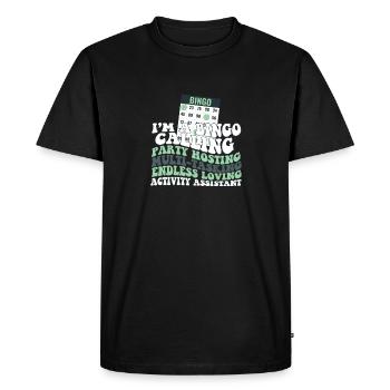 Fier de l’appréciation de l’assistant d’activité - T-shirt Premium bio Homme - noir - Devant - Nico (187cm)