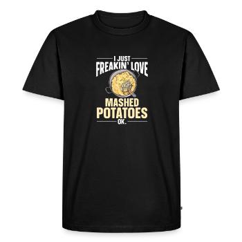 Purée de pommes de terre Purée de pommes de terre - T-shirt Premium bio Homme - noir - Devant - Nico (187cm)
