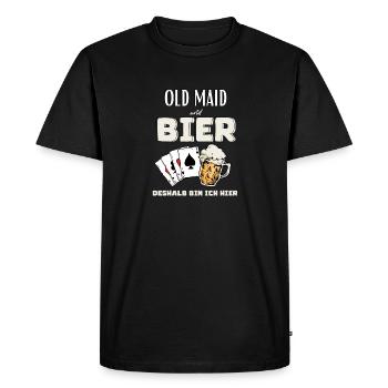 Vieille femme de ménage et bière - T-shirt Premium bio Homme - noir - Devant - Nico (187cm)