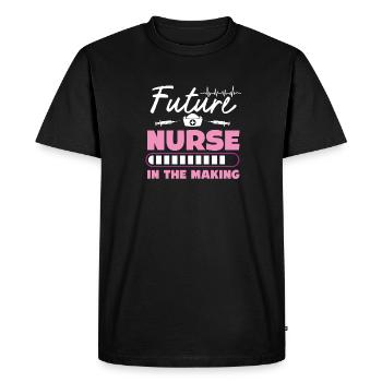 Nurse Student loading nursing school supplies - Men's Premium Organic T-Shirt - black - Front - Nico (187cm)
