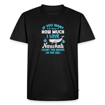 Narwhal Unicorn Whale - Men's Premium Organic T-Shirt - black - Front - Nico (187cm)
