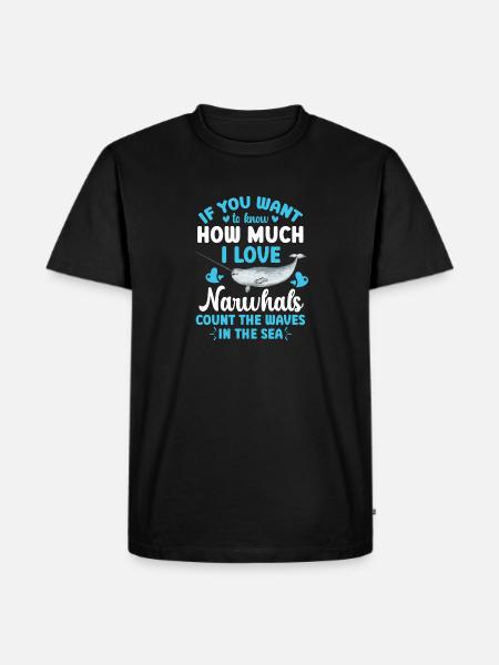 Narwal Einhornwal - Männer Premium Bio T-Shirt - Schwarz