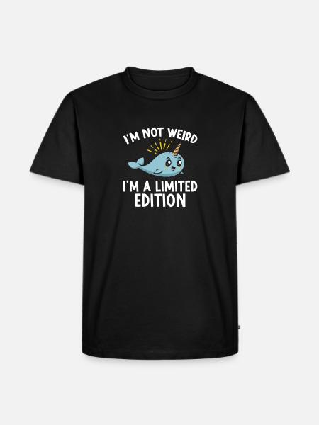 Narwal Einhornwal - Männer Premium Bio T-Shirt - Schwarz