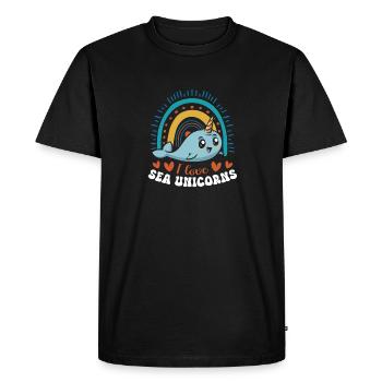 Narwhal Unicorn Whale - Men's Premium Organic T-Shirt - black - Front - Nico (187cm)