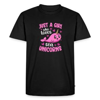 Narwhal Unicorn Whale - Men's Premium Organic T-Shirt - black - Front - Nico (187cm)