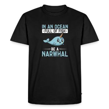 Narwhal Unicorn Whale - Men's Premium Organic T-Shirt - black - Front - Nico (187cm)