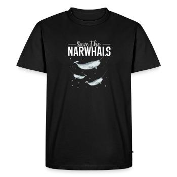 Narwhal Unicorn Whale - Men's Premium Organic T-Shirt - black - Front - Nico (187cm)