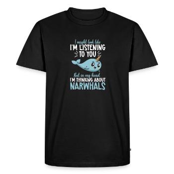 Narwhal Unicorn Whale - Men's Premium Organic T-Shirt - black - Front - Nico (187cm)