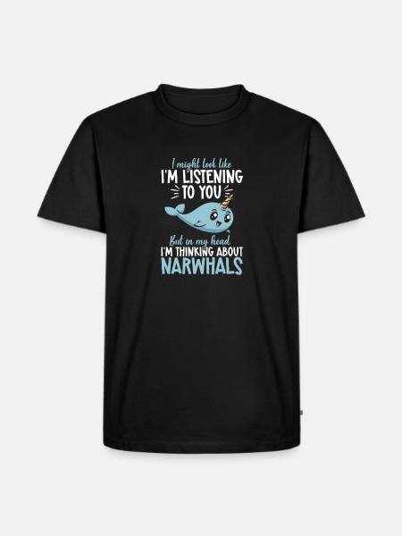 Narwal Einhornwal - Männer Premium Bio T-Shirt - Schwarz