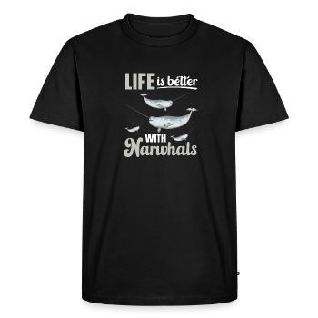 Narwhal Unicorn Whale - Men's Premium Organic T-Shirt - black - Front - Nico (187cm)
