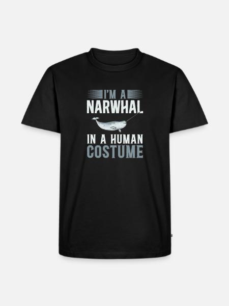 Narwal Einhornwal - Männer Premium Bio T-Shirt - Schwarz