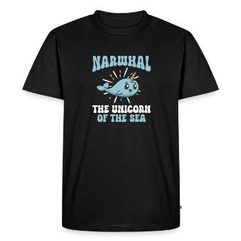 Narwhal Unicorn Whale - Men's Premium Organic T-Shirt - black - Front - Nico (187cm)