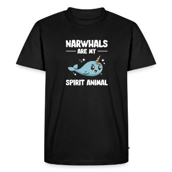 Narwhal Unicorn Whale - Men's Premium Organic T-Shirt - black - Front - Nico (187cm)