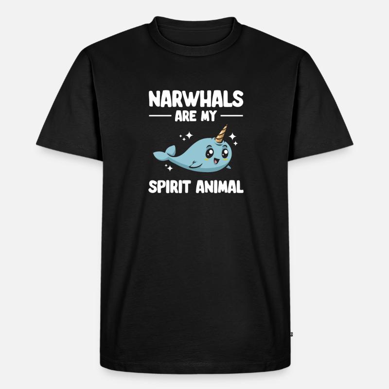 Narwal Einhornwal - Männer Premium Bio T-Shirt - Schwarz