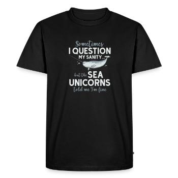 Narwhal Unicorn Whale - Men's Premium Organic T-Shirt - black - Front - Nico (187cm)