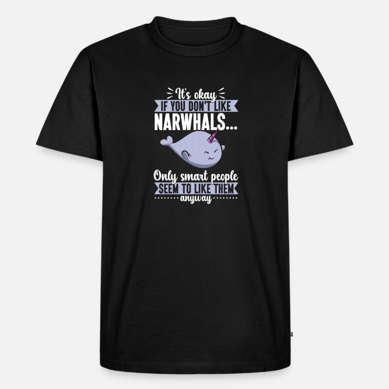 Narwal Einhornwal - Männer Premium Bio T-Shirt - Schwarz