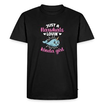 Narwhal Unicorn Whale - Men's Premium Organic T-Shirt - black - Front - Nico (187cm)