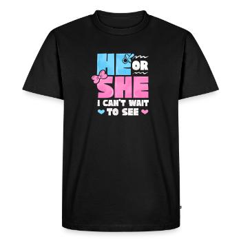 Annonce de bébé sexe révéler bébé fête il ou - T-shirt Premium bio Homme - noir - Devant - Nico (187cm)