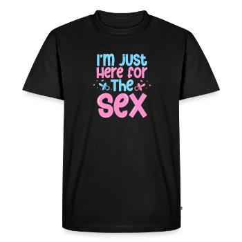 Baby announcement gender reveal here for the baby - Men's Premium Organic T-Shirt - black - Front - Nico (187cm)