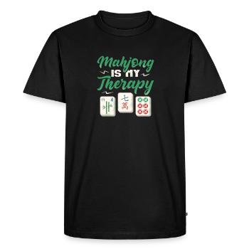 Mahjong joueur mahjong est ma thérapie tuile chinoise - T-shirt Premium bio Homme - noir - Devant - Nico (187cm)