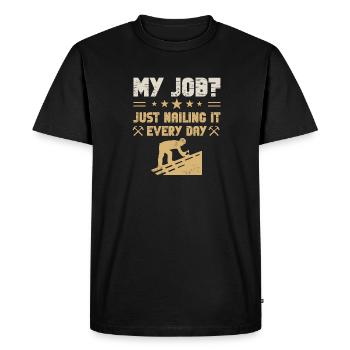 Roofer quote roofer construction worker design - Men's Premium Organic T-Shirt - black - Front - Nico (187cm)