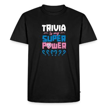 Trivia night super power board game night hosting - Men's Premium Organic T-Shirt - black - Front - Nico (187cm)