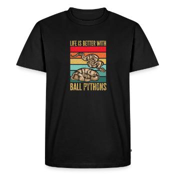 Ball Python Snake King Python - Men's Premium Organic T-Shirt - black - Front - Nico (187cm)