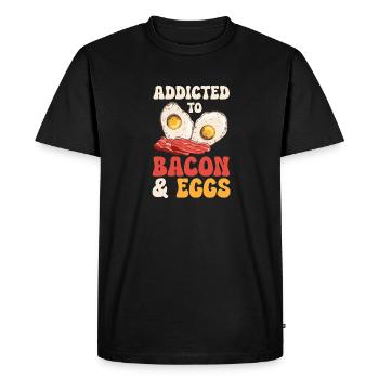 Bacon Eggs Brunch Breakfast Eggs and Bacon - Men's Premium Organic T-Shirt - black - Front - Nico (187cm)