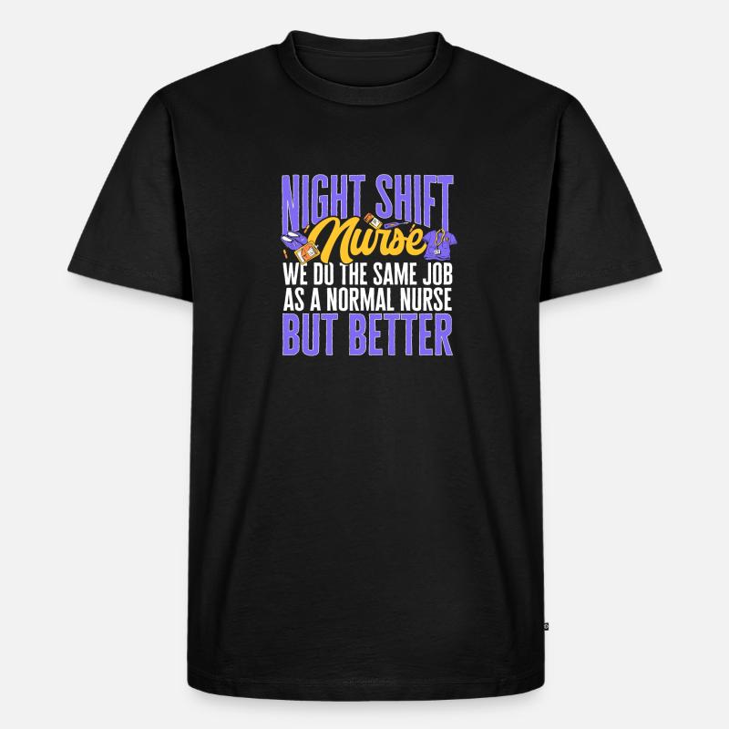 Nachtschicht Krankenschwester - Männer Premium Bio T-Shirt - Schwarz