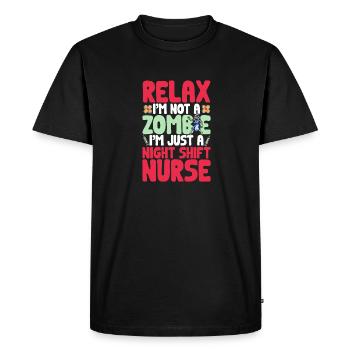 Infirmière de nuit - T-shirt Premium bio Homme - noir - Devant - Nico (187cm)