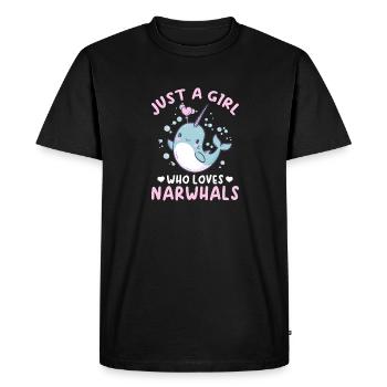 Funny Narwhal Animal Just A Girl Who Loves Narwhal - Men's Premium Organic T-Shirt - black - Front - Nico (187cm)