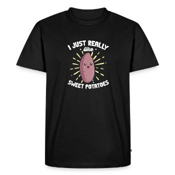 Légumes-racines de patates douces - T-shirt Premium bio Homme - noir - Devant - Nico (187cm)