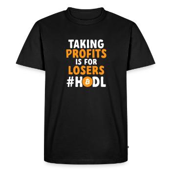 Bitcoin Crypto-monnaie BTC Crypto Trader - T-shirt Premium bio Homme - noir - Devant - Nico (187cm)