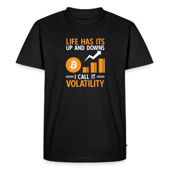 Bitcoin Crypto-monnaie BTC Crypto Trader - T-shirt Premium bio Homme - noir - Devant - Nico (187cm)