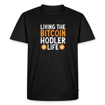Bitcoin Crypto-monnaie BTC Crypto Trader - T-shirt Premium bio Homme - noir - Devant - Nico (187cm)