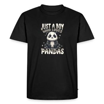 Funny Panda Animal Just A Boy Who Loves Pandas - Men's Premium Organic T-Shirt - black - Front - Nico (187cm)