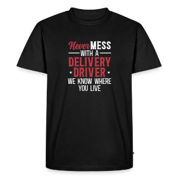 Livraison de colis fournisseur - T-shirt Premium bio Homme - noir - Devant - Nico (187cm)