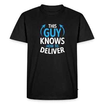 Livraison de colis fournisseur - T-shirt Premium bio Homme - noir - Devant - Nico (187cm)