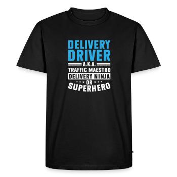 Livraison de colis fournisseur - T-shirt Premium bio Homme - noir - Devant - Nico (187cm)