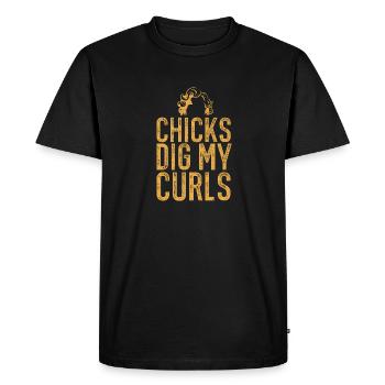 Curly Hair Afro Curls Natural Hair - Men's Premium Organic T-Shirt - black - Front - Nico (187cm)