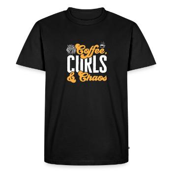 Curly Hair Afro Curls Natural Hair - Men's Premium Organic T-Shirt - black - Front - Nico (187cm)