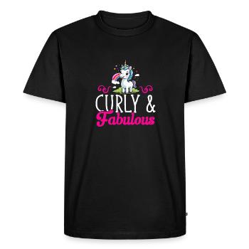 Curly Hair Afro Curls Natural Hair - Men's Premium Organic T-Shirt - black - Front - Nico (187cm)