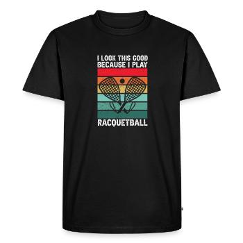 Joueur de racquetball Racquetball - T-shirt Premium bio Homme - noir - Devant - Nico (187cm)