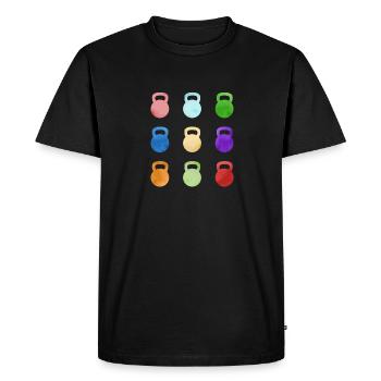 Kettlebell Workout Fitness Training - Männer Premium Bio T-Shirt - Schwarz - Vorne - Nico (187cm)